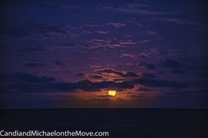 The honey moon rising out of the sea