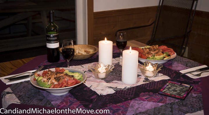 sunday night - Salmon Salad, candles, a good bottle of wine and the BEST Chef as fabulous company.