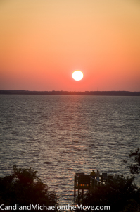 A gorgeous sun getting ready to sink under the horizon.