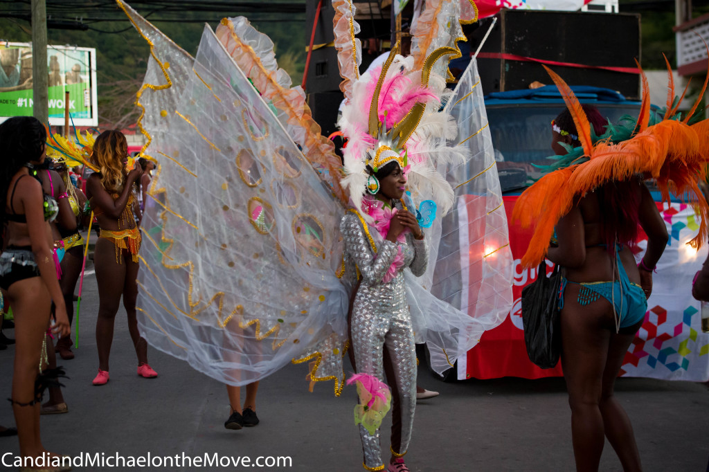 The Carnival Queen first runner up dancin' to the music in one of the Mas (parades)