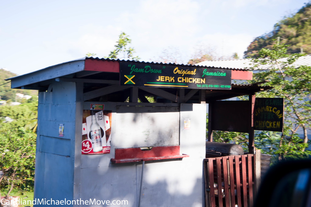 This is the Jamaican Jerk Chicken stand when  it is closed.  There is no way to take a picture, and live, when he is open.  It's that crazy.  