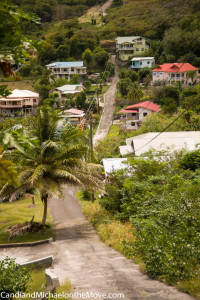 It's hard to show perspective in a picture but notice that the houses are close together and that the roofs are at the base of the next house