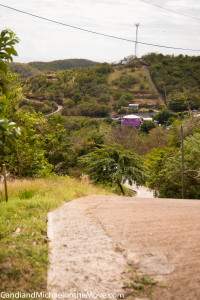 This picture shows 3 examples of steep roads.  The big road is the one we live on, the curvy one in the background on the left goes to a new development, and if you look hard you cn see a road coming down from the cell tower - it goes almost directly straight up.