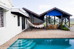 Our beautiful pool, now saline - soft and wonderful (and warm)