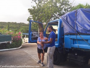 The Blue Monster truck I rode in to get to our house. Check out the door!