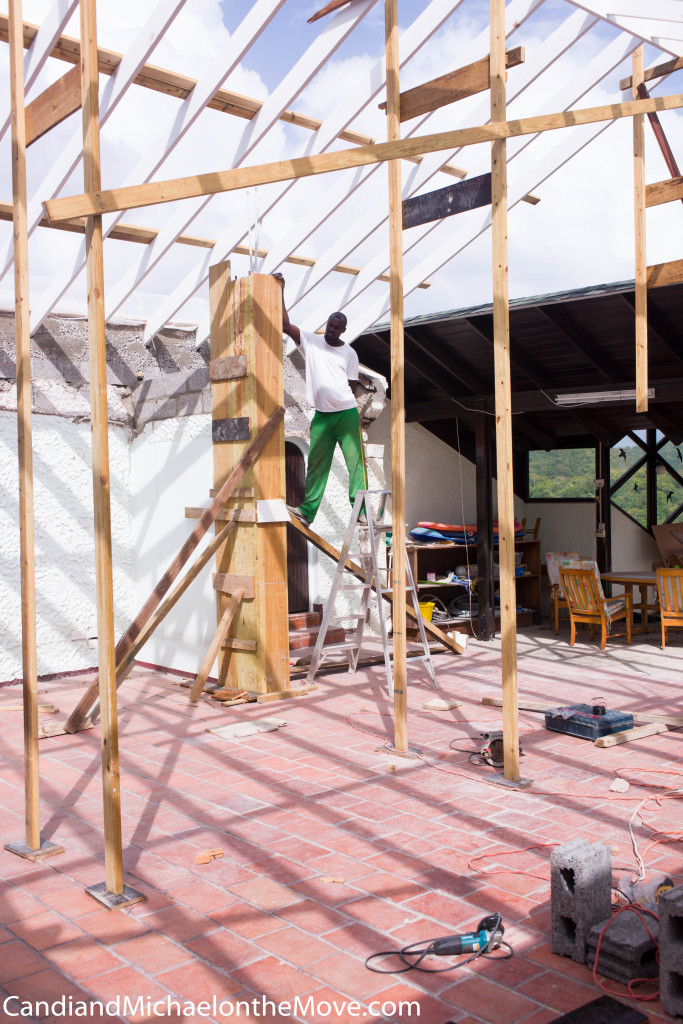 Here is a shot of the new wall going up. Everything on the other side will be added to the patio space.