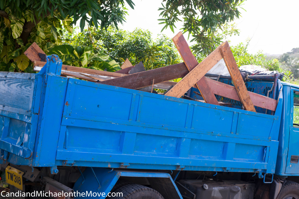 ANOTHER load of construction debris. Even with the workers saving a lot of wood, there is a huge amount of rubble that is getting trucked out on a regular basis.