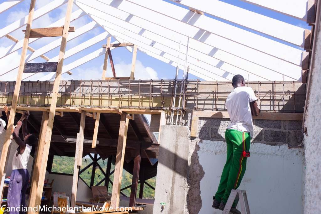 Here they are starting to build a wooden box around the ring beam that will be the form for the concrete.