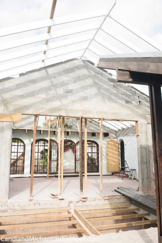 The new back wall is blocked up. Next the will make the mold to finish the top. You can also see the start of the wooden frame in on top of the cistern that they will use as a base to pour the floor.