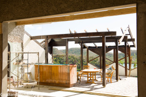 These are the old supports that held up the patio roof. The new roof will only have one support.